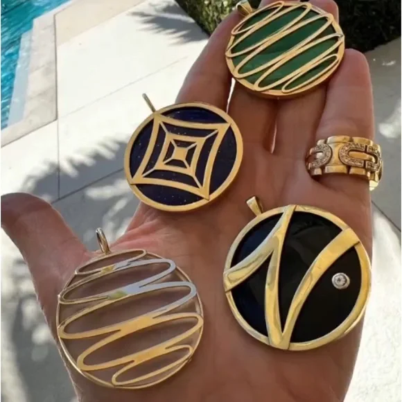 Lapis Gold Plated Art Deco Pendant- New- Custom Made - Picture 7 of 17